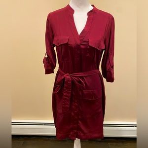 Maroon button up polyester cocktail dress